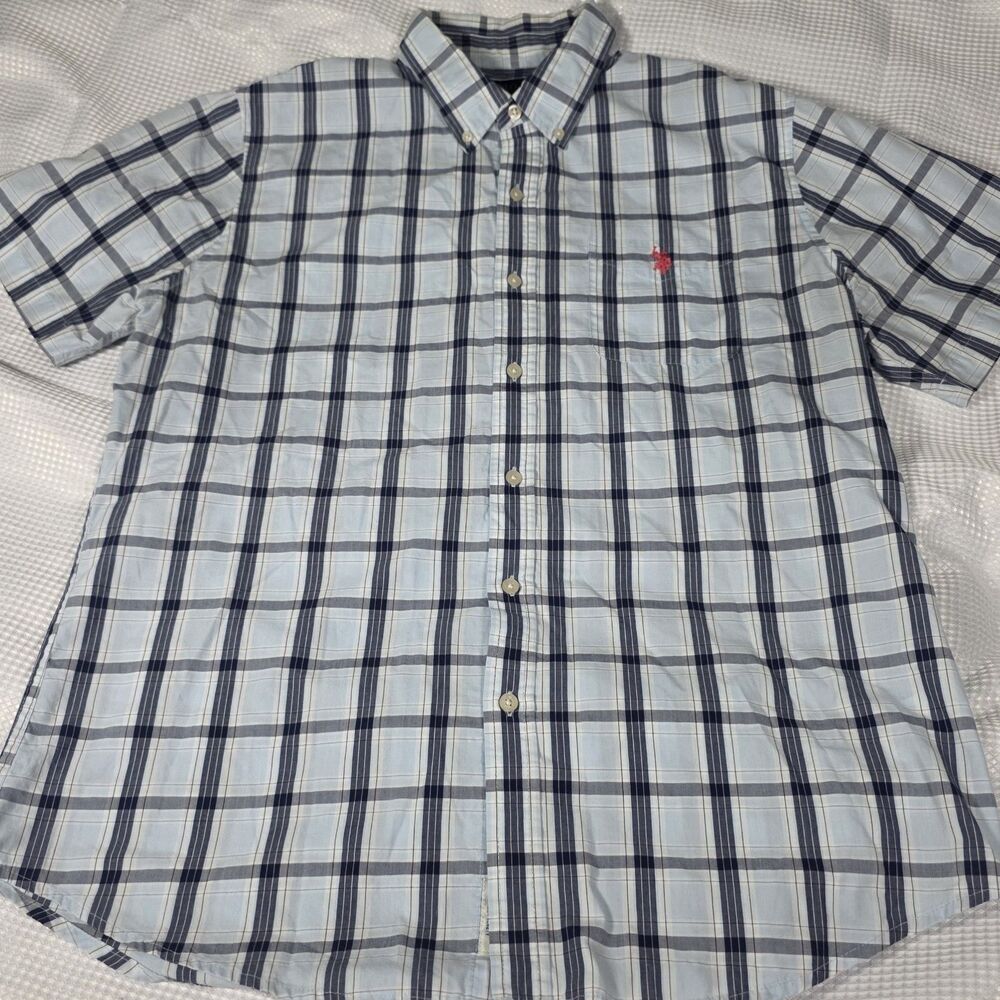 US Polo Assn. Men's Shirt,Size L Blues Short Sleeve Button Down Light Weight